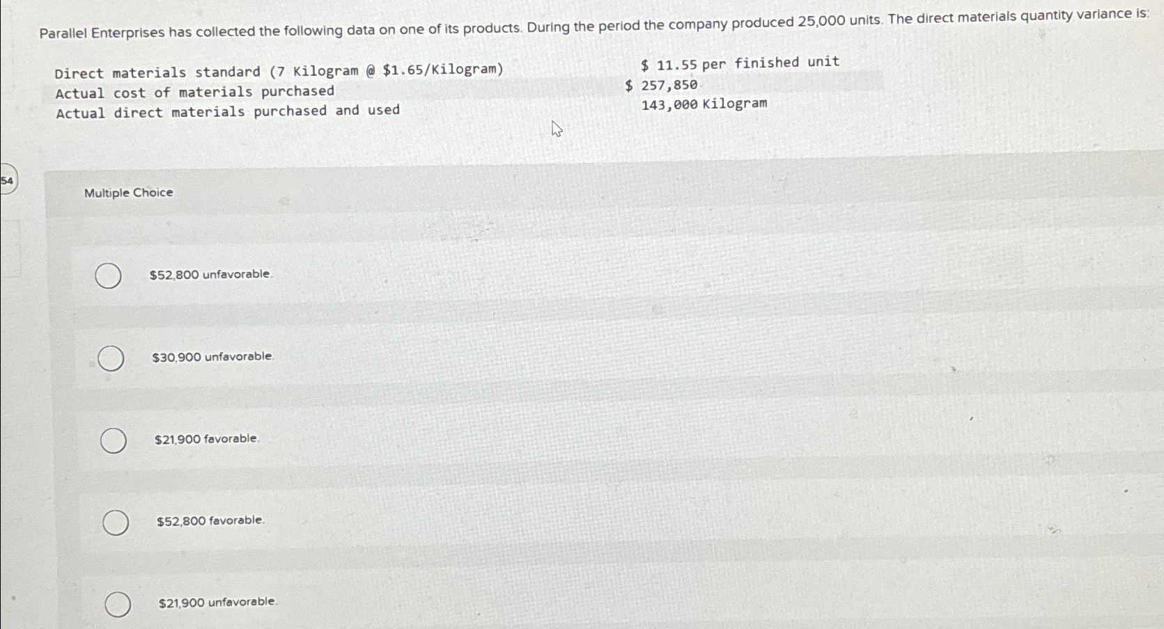 Solved Parallel Enterprises has collected the following data | Chegg.com