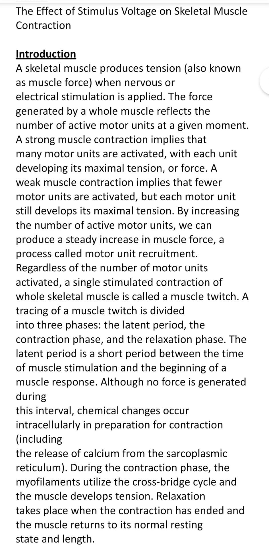 Solved The Effect of Stimulus Voltage on Skeletal Muscle
