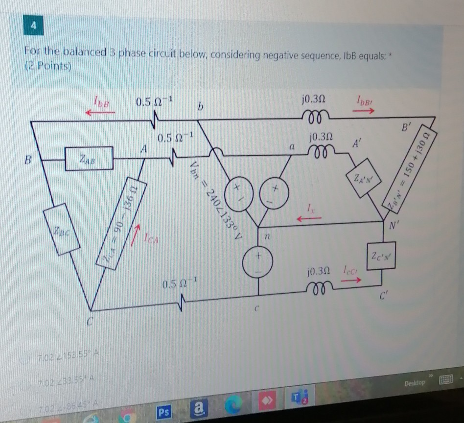 Solved 4 For the balanced 3 phase circuit below, considering | Chegg.com