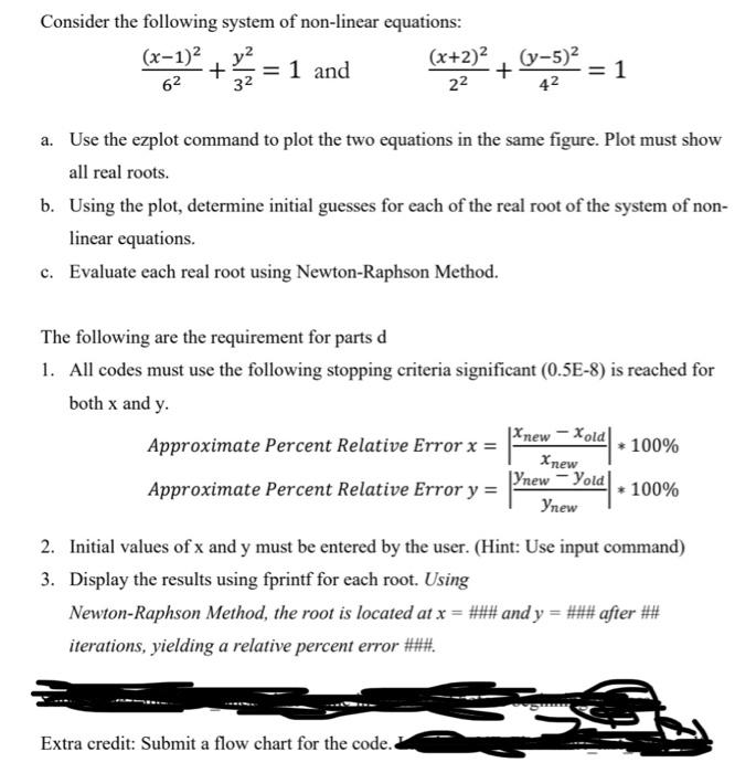 Solved Consider the following system of non-linear | Chegg.com