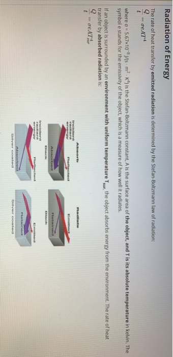 Solved Radiation of Energy The rate of heat transfer by | Chegg.com