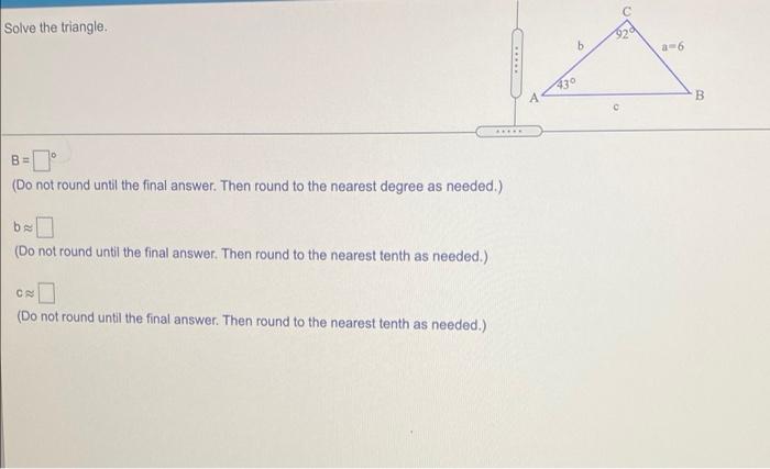 Solved Solve The Triangle 6 6 530 A B B C BE (Do Not Round | Chegg.com