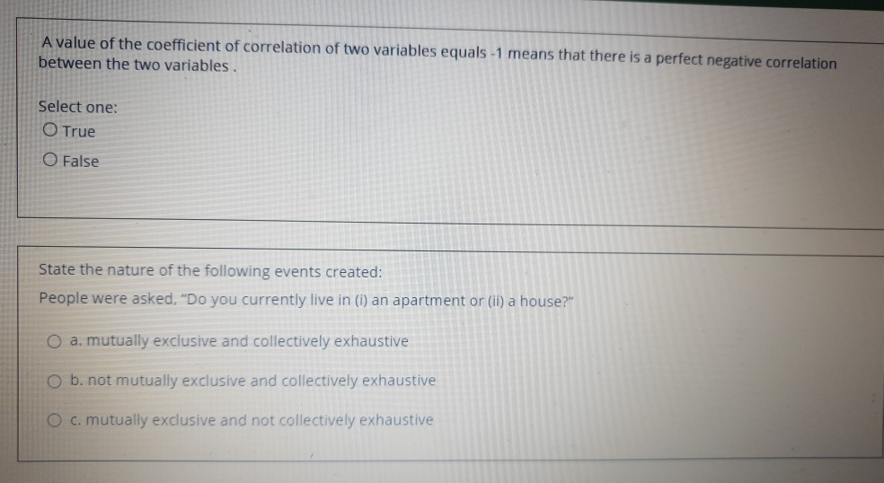 Solved A value of the coefficient of correlation of two | Chegg.com