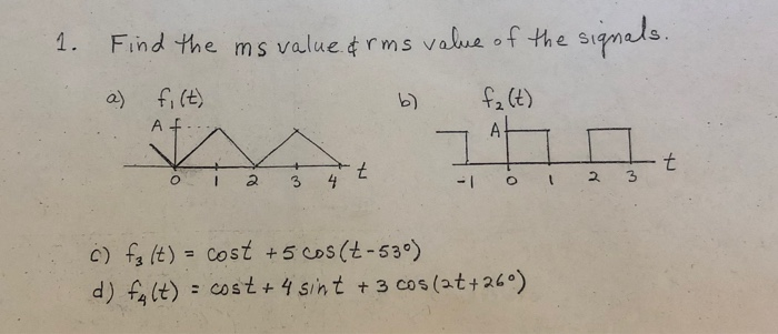 Solved 1. Find the ms value. &rms value of the signals. a | Chegg.com