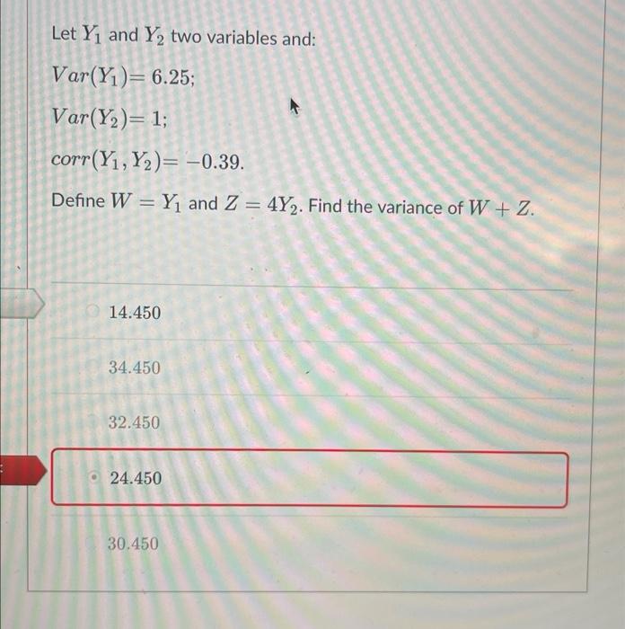 Solved Let Y1 and Y2 two variables and: Var(Y1)=6.25 | Chegg.com