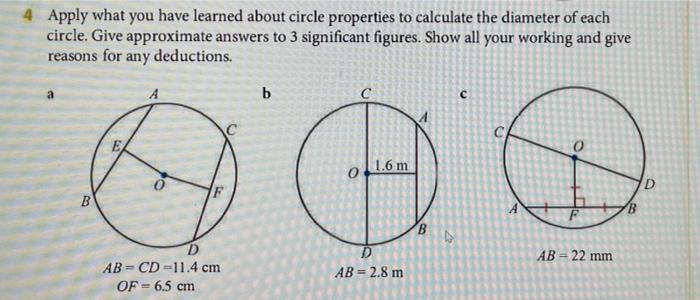 Solved 4 Apply what you have learned about circle properties | Chegg.com