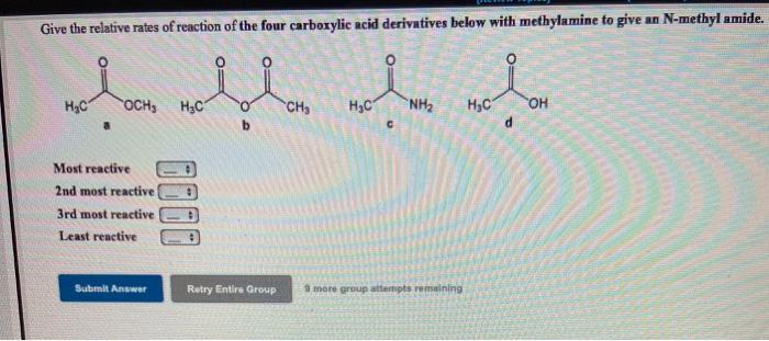 Solved Give The Relative Rates Of Reaction Of The Four | Chegg.com