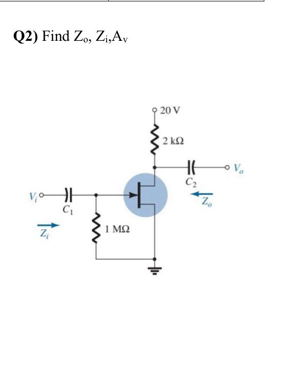 Solved Q2) ﻿Find Zo,Zi,Av | Chegg.com