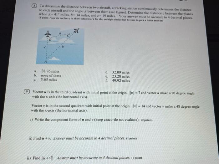 Solved To determine the distance between two aircraft, a
