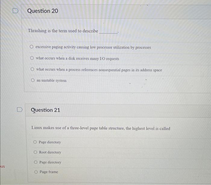 Solved Thrashing is the term used to describe excessive | Chegg.com