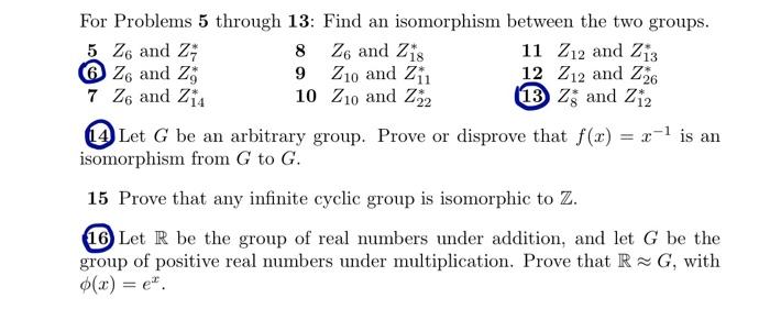 Solved For Problems 5 through 13: Find an isomorphism | Chegg.com