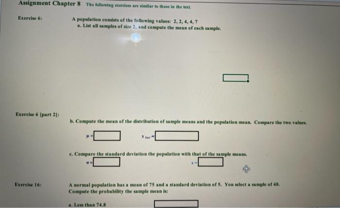 Solved Assignment Chapter 8 The Following Exercises Are | Chegg.com