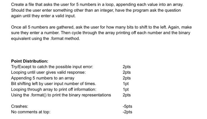 Solved Create a file that asks the user for 5 numbers in a | Chegg.com