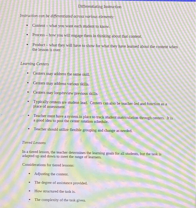 assignment differentiating instruction