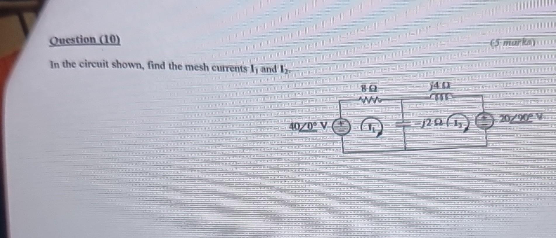 Solved In the circuit shown, find the mesh currents I1 and | Chegg.com