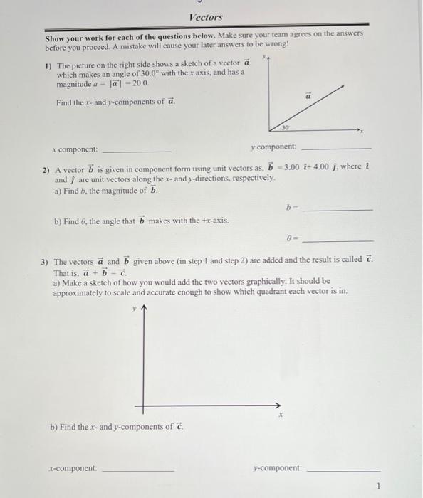 Solved Vectors Show your work for each of the questions | Chegg.com