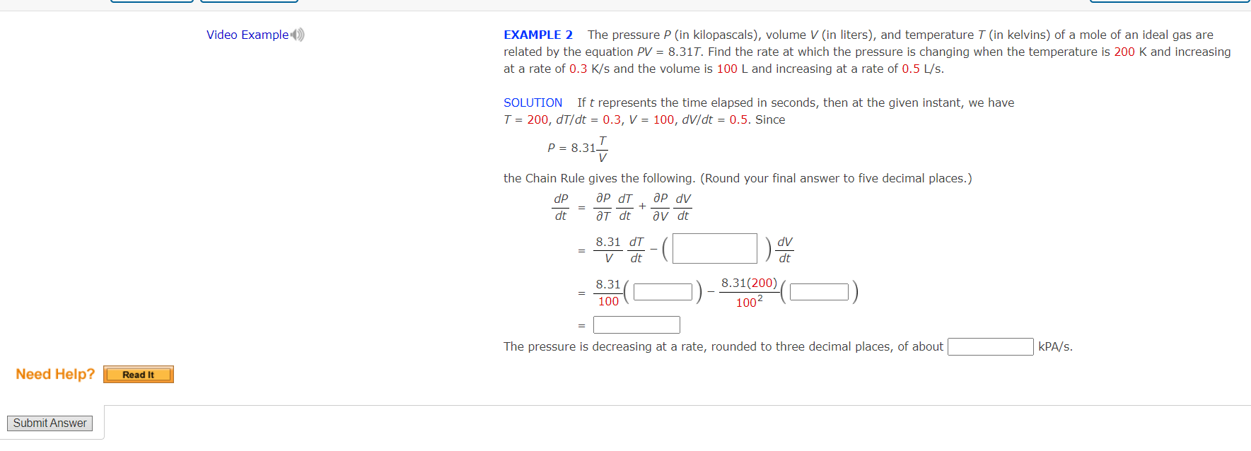 Solved EXAMPLE 2 The Pressure P In Kilopascals Volume Chegg Com   Screenshot2024 04 23204410 