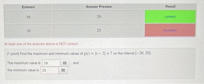 Solved At least one of the answers above is NOT correct. (1 | Chegg.com