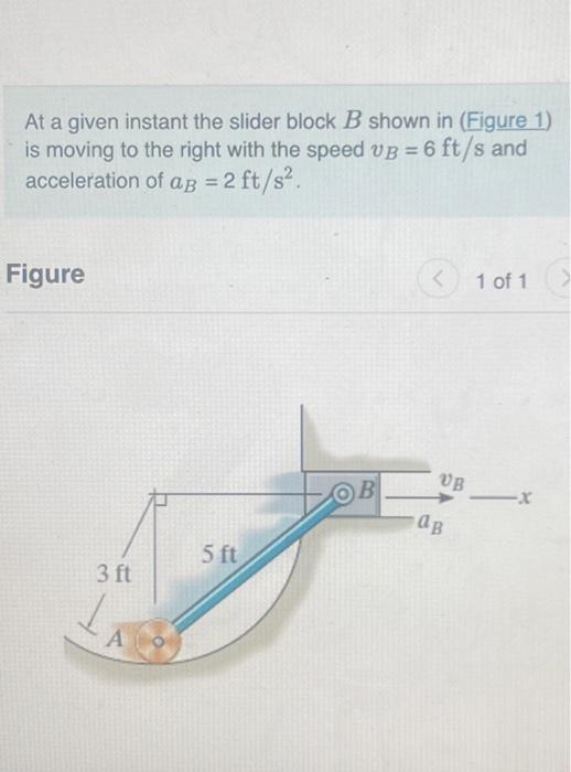 Solved At A Given Instant The Slider Block B Shown In | Chegg.com