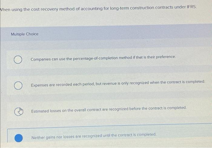 When Using The Cost Recovery Method Of Accounting