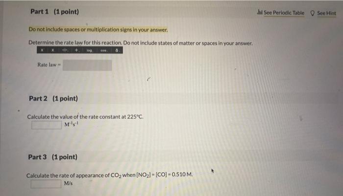 Solved The rate of the reaction NO,(e)+CO(g) NO(e)+CO2(e) | Chegg.com