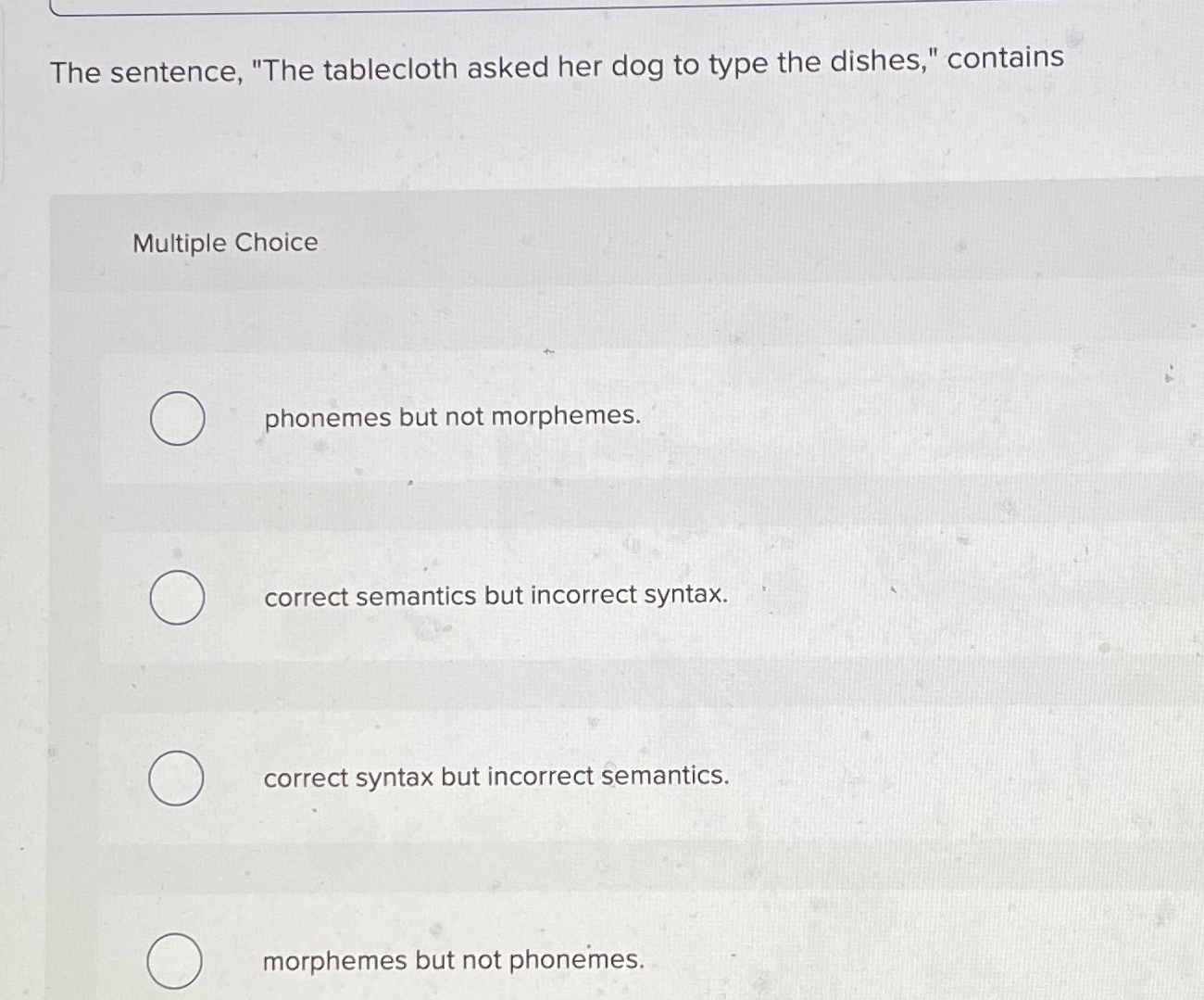 Solved The sentence, "The tablecloth asked her dog to type