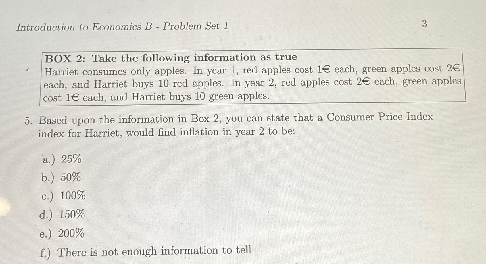 Solved Introduction To Economics B - ﻿Problem Set 13BOX 2: | Chegg.com