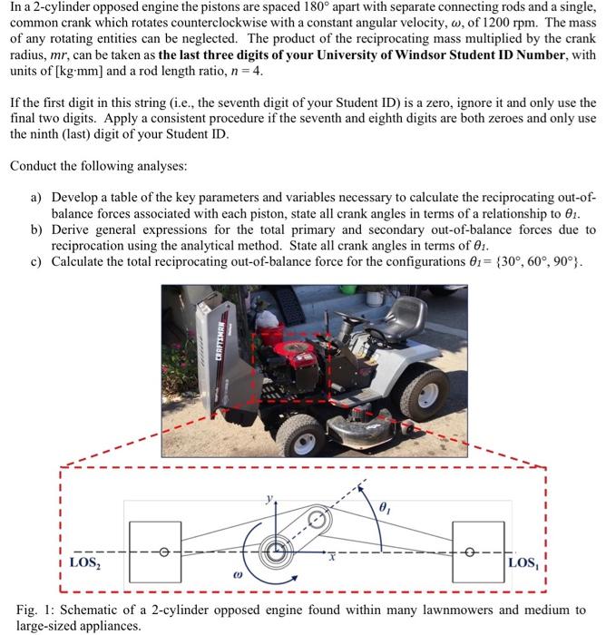 Solved In a 2-cylinder opposed engine the pistons are spaced | Chegg.com
