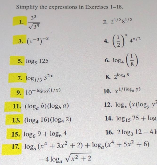 Solved Simplify the expressions in Exercises 1-18. 1. 3533 | Chegg.com