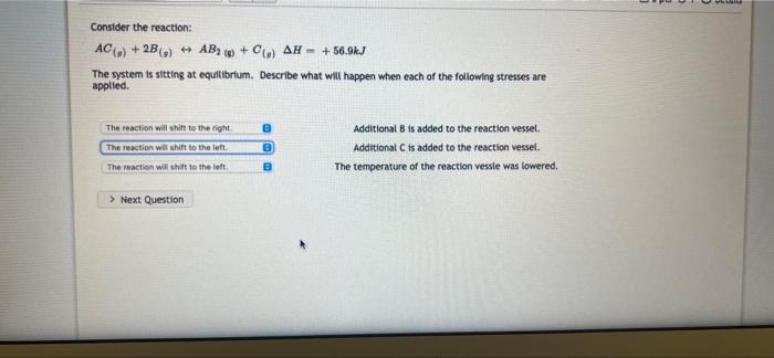 Solved Consider the reaction: AC () +2B() + AB2(g) + C() AH- | Chegg.com