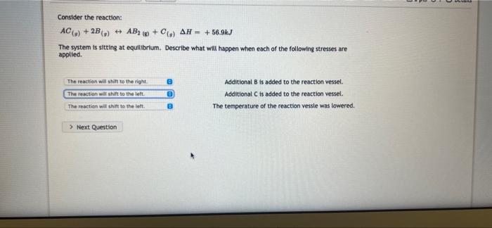 Solved Consider The Reaction: AC () +2B() + AB2(g) + C() AH- | Chegg.com