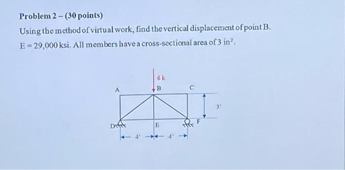 Solved Problem 2 - (30 points) Using the method of virtual | Chegg.com