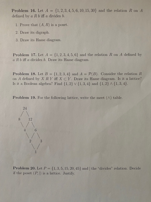 Solved Problem 16 Let A {1 2 3 4 5 6 10 15 30 And The