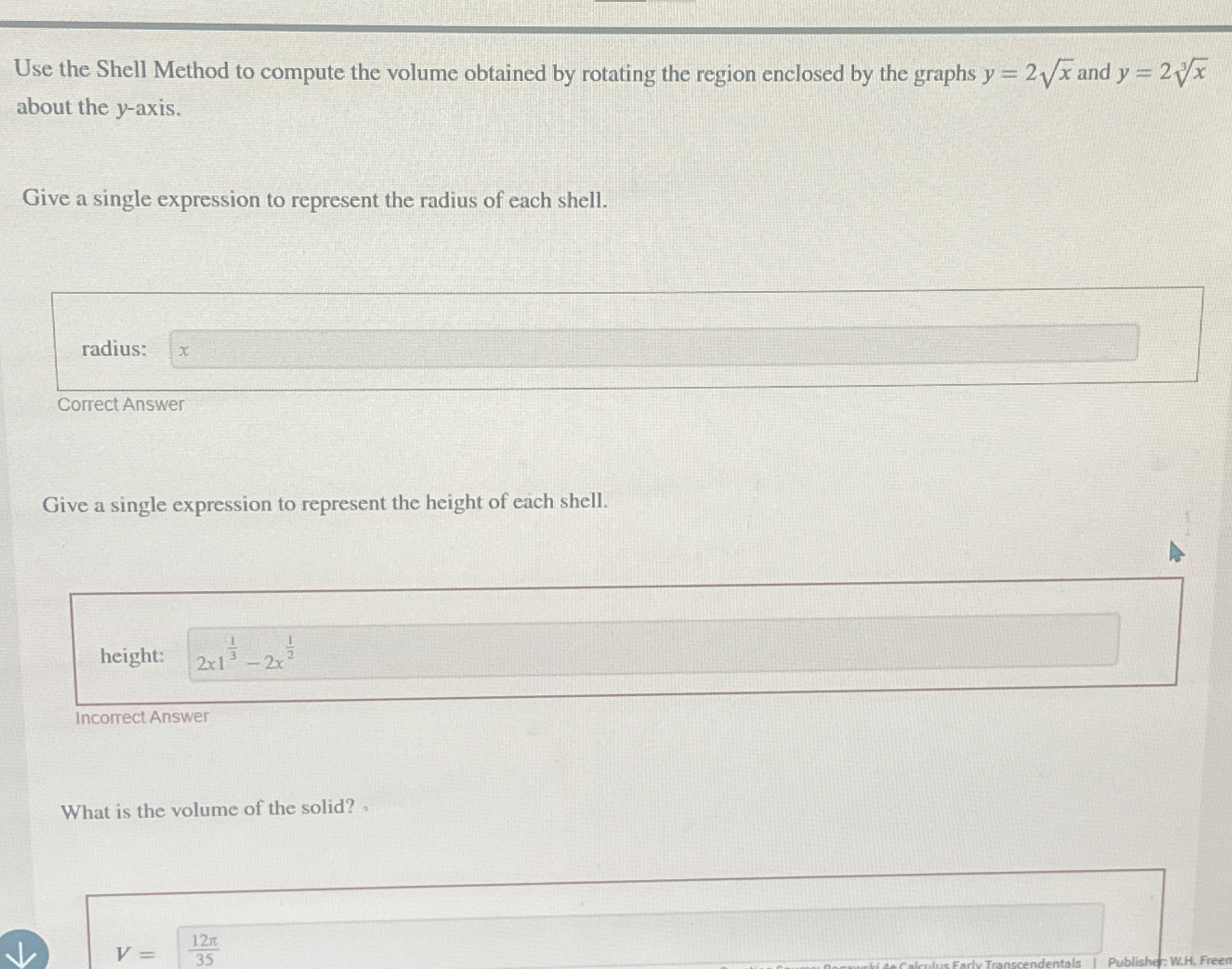 Solved Use the Shell Method to compute the volume obtained