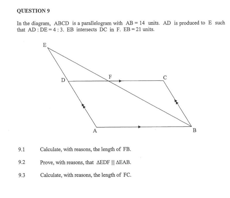 Solved In the diagram, ABCD is a parallelogram with AB=14 | Chegg.com