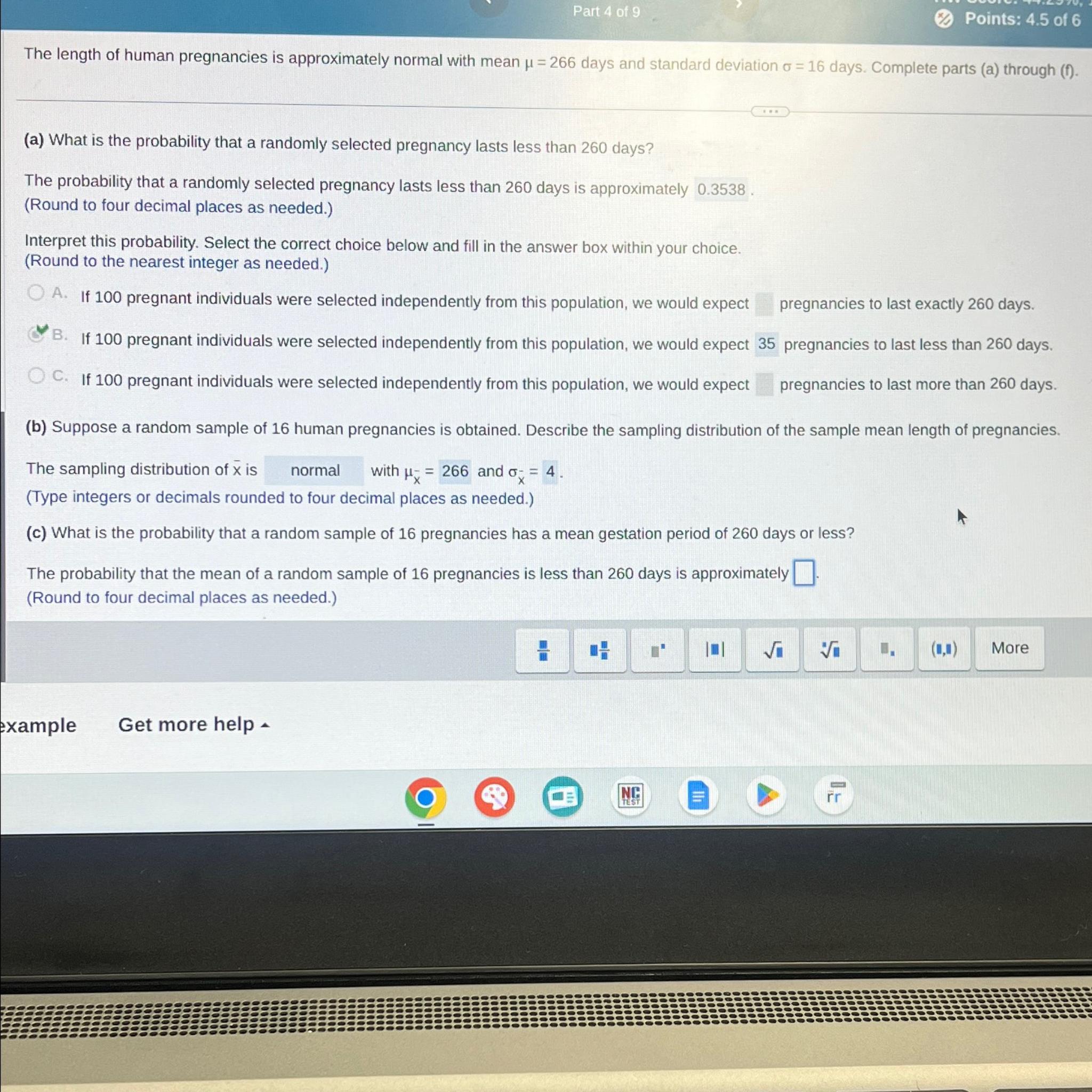 Solved Part 4 ﻿of 9Points: 4.5 ﻿of 6The length of human | Chegg.com