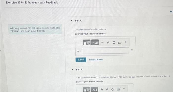 Solved Exercise 30.6 - Enhanced - with Feedback Part A A | Chegg.com