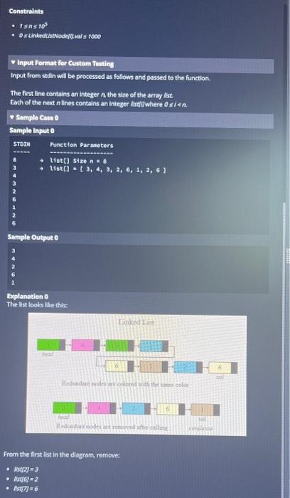 Solved Glven a list of Integers, remove any nodes that have | Chegg.com