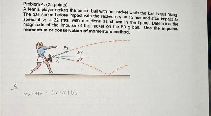 Solved Problem 4. (25 points) A tennis player strikes the | Chegg.com