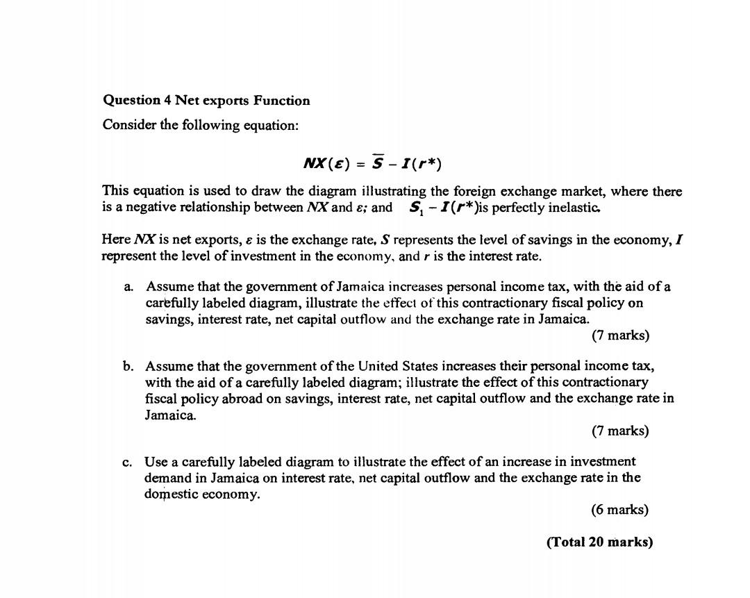 Solved Question 4 Net exports Function Consider the | Chegg.com