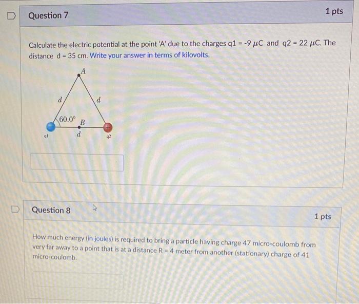Solved Calculate the electric potential at the point ' A ' | Chegg.com