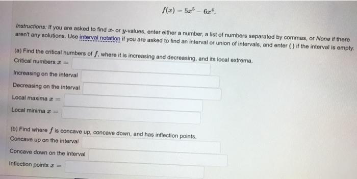 Solved F x 54 6x9 Instructions If You Are Asked To Find Chegg