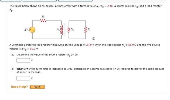 Solved The figure below shows an AC source, a transformer | Chegg.com