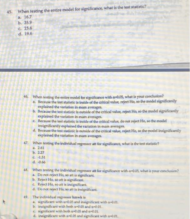 Solved please answer questions 44 through 52. please show | Chegg.com