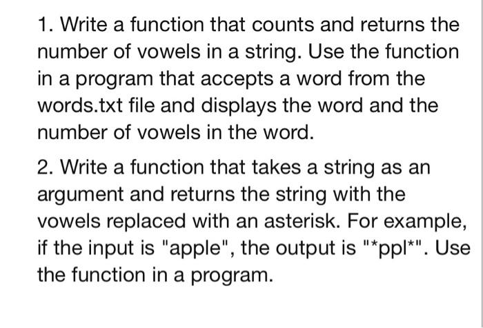 Solved 1. Write a function that counts and returns the | Chegg.com