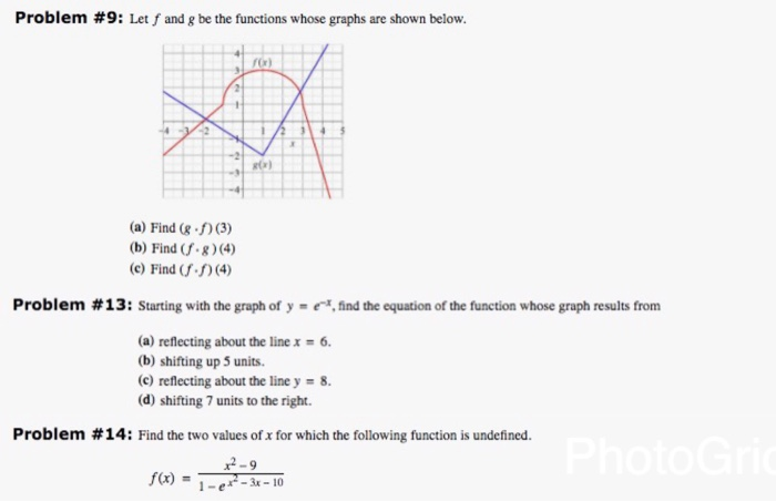 Solved Problem #9: Let f and g be the functions whose graphs | Chegg.com