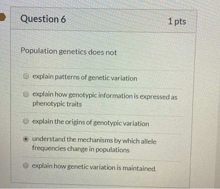 Solved EFERRE Question 6 1 pts Population genetics does not | Chegg.com