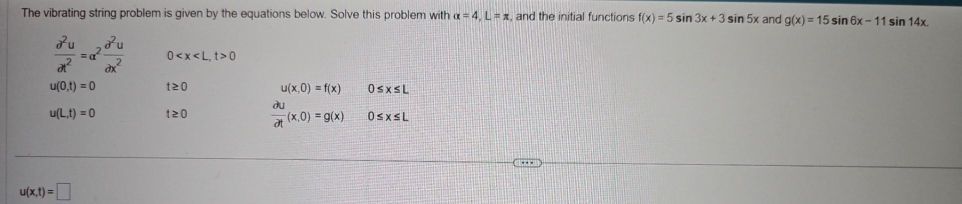 Solved The vibrating string problem is given by the | Chegg.com