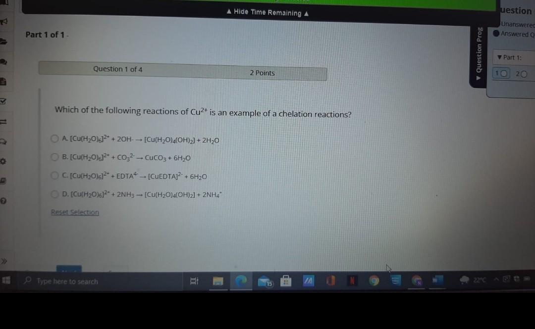 Solved Hide Time Remaining A uestion Unanswered Answered | Chegg.com
