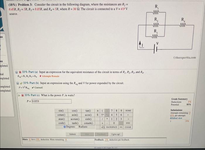 Solved (18%) Problem 3: Consider the circuit in the | Chegg.com